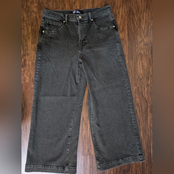 GAP Black High Rise Wide-Leg Denim - Picture 1 of 3